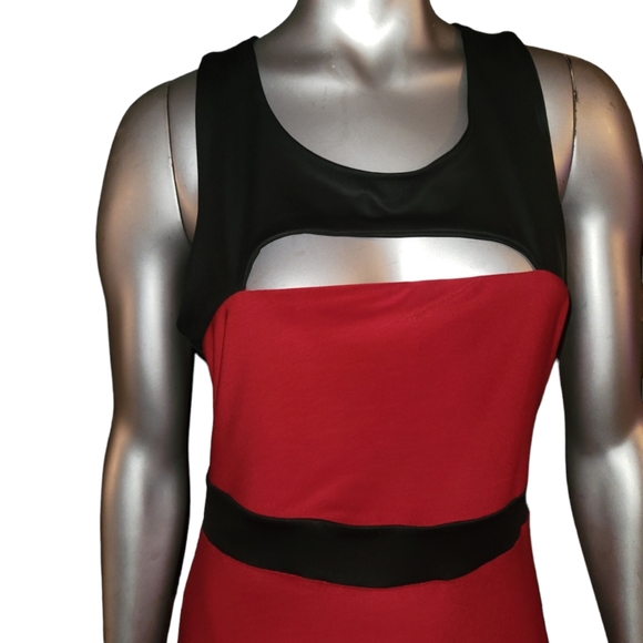 Red & Black Cutout Hi-Low Dress Large - Picture 2 of 4
